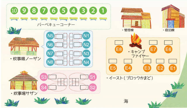 かまどとバーベキューコーナーの配置図の画像